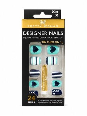 Pretty Woman Designer Nails Press-On Nails Square Ultra Short 24 Ct NIP